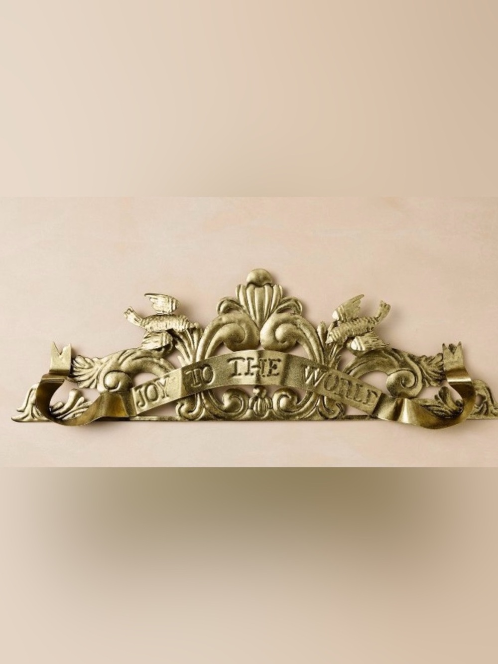 John Derian Target Joy to the World Christmas Gold Metal Mantel Decor 29x9 NIB